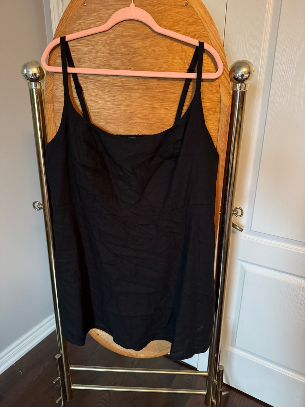 Old Navy Black Fit and Flare Mini Dress Linen Blend